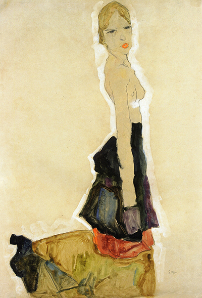 Kneeling Semi Nude Egon Schiele